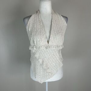 Lace asymmetrical Top White XL Halter Tank Y2K Folk Fairy Eclectic Western